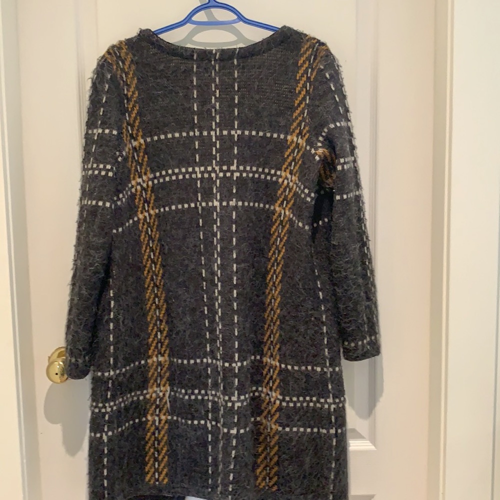 Women's Plaid Open Front Sweater Cardigan - Picture 2 of 5